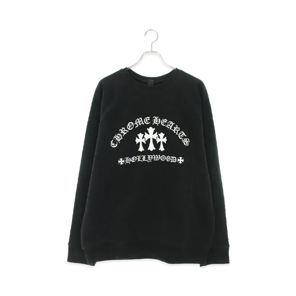 Chrome Hearts Sailin on Crew Triple Cross Logo Embroidery Sweat with Label "Black"