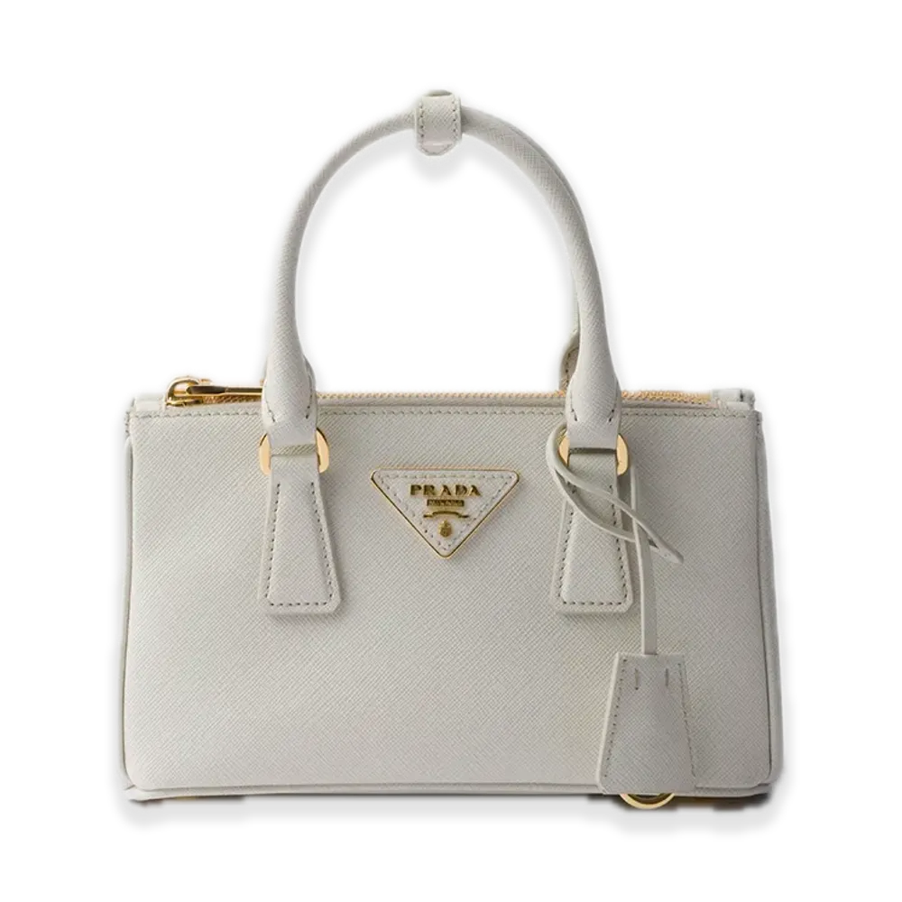 PRADA Saffiano Leather Mini Bag "Off White"