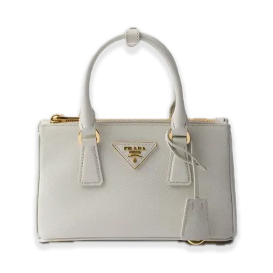PRADA Saffiano Leather Mini Bag "Off White"