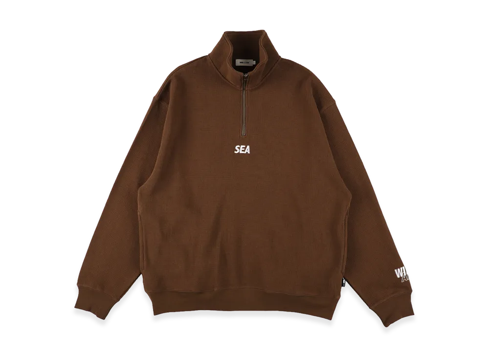 WIND AND SEA Heavy Waffle Half Zip Sweatshirt "Brown"