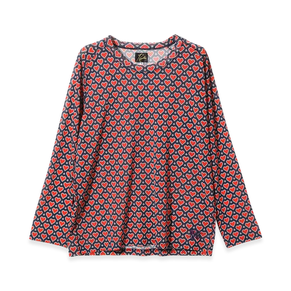 NEEDLES L/S U Neck Tee - Poly Mesh/Printed "Red"