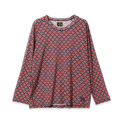 NEEDLES L/S U Neck Tee - Poly Mesh/Printed "Red"