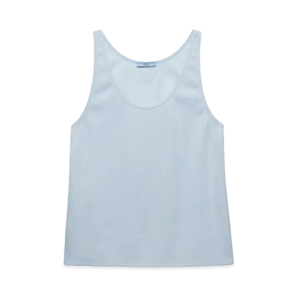 PRADA Women's Ribbed Knit Tank Top "Light Blue"