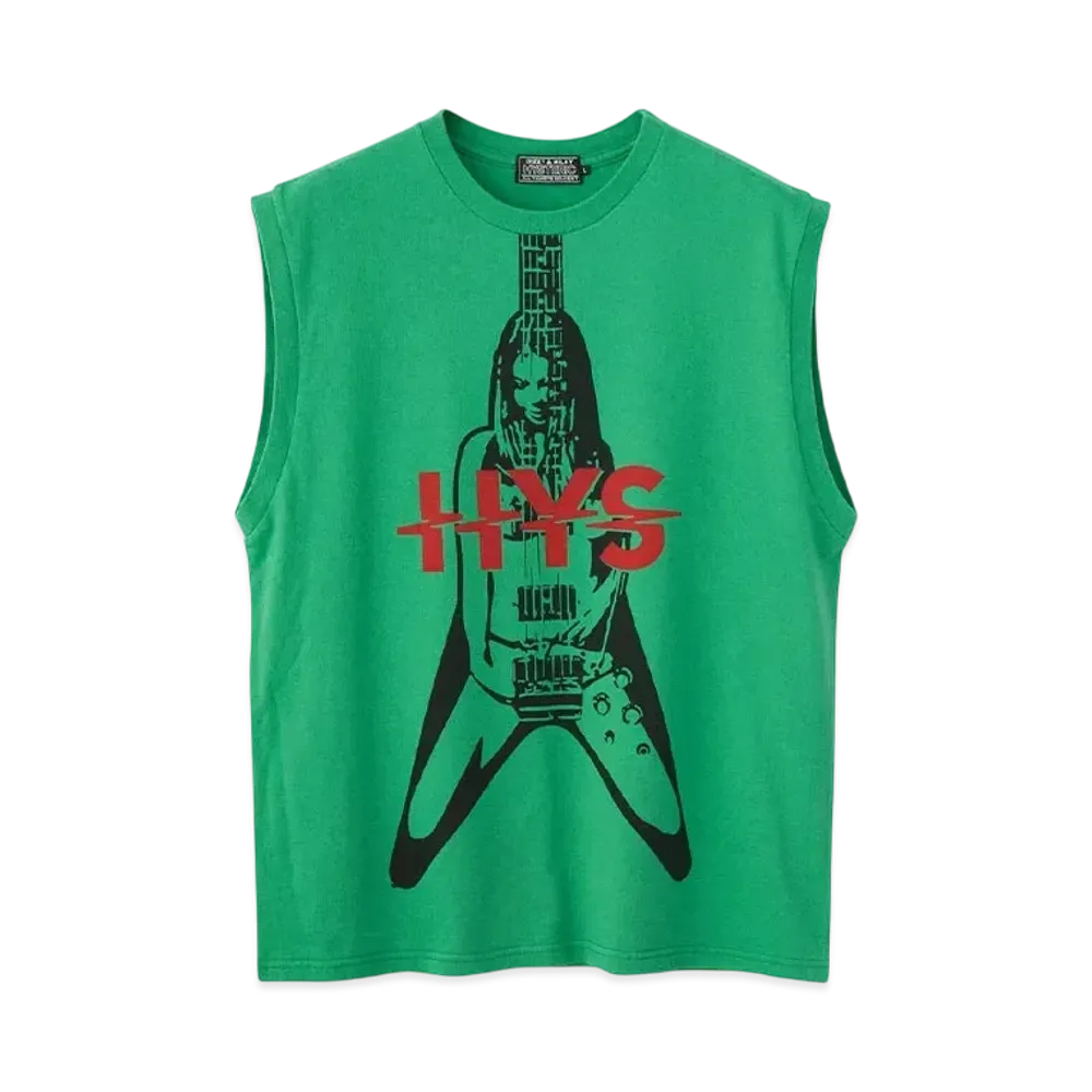 HYSTERIC GLAMOUR Flying V Sleeveless T-Shirt "Green"