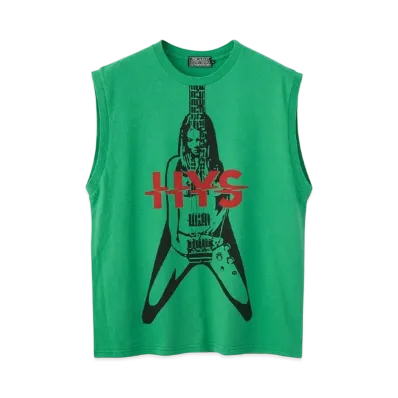 HYSTERIC GLAMOUR Flying V Sleeveless T-Shirt "Green"