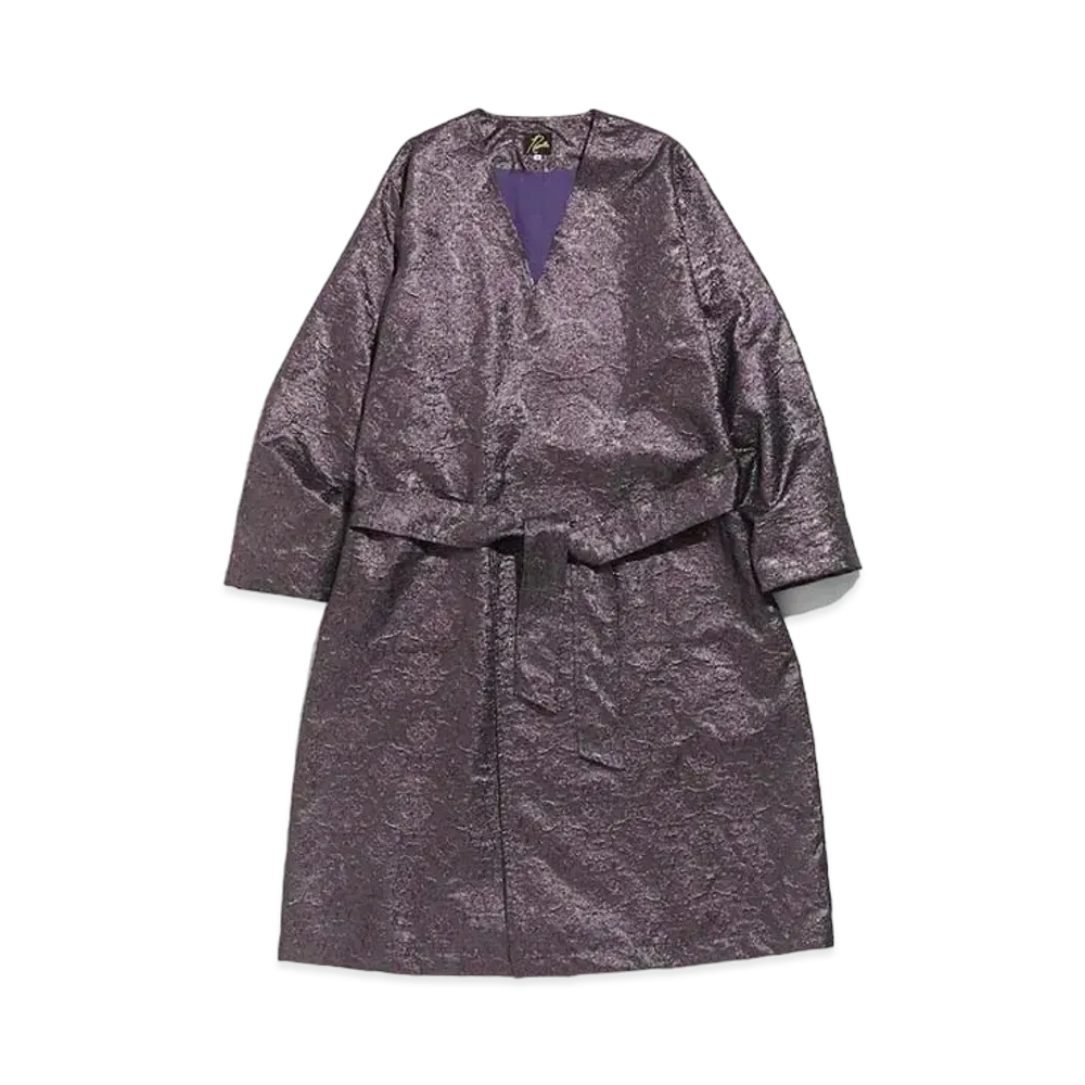 Needles V NECK ROBE - POLY LAME DAMASK JQ. "Purple"