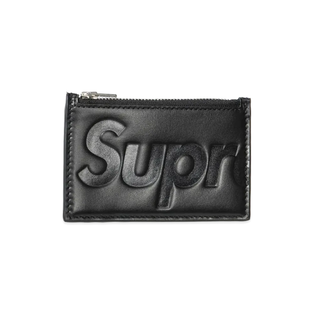 Supreme Leather Zip Card Holder (25FW) "Black"