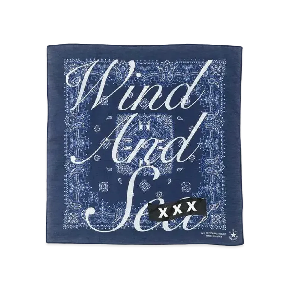 WIND AND SEA x GOD SELECTION XXX Paisley Bandana "Navy"