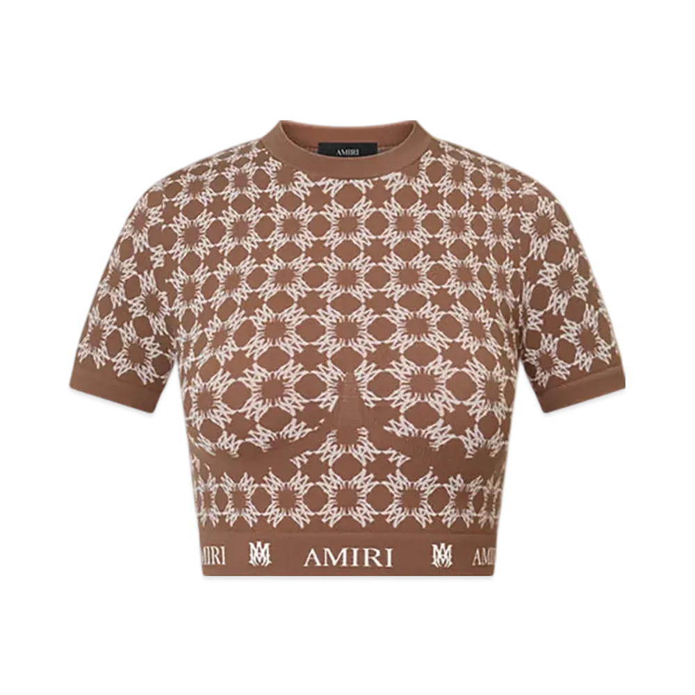 AMIRI Women's MA Quad Seamless Short Sleeve Top "Chocolate"