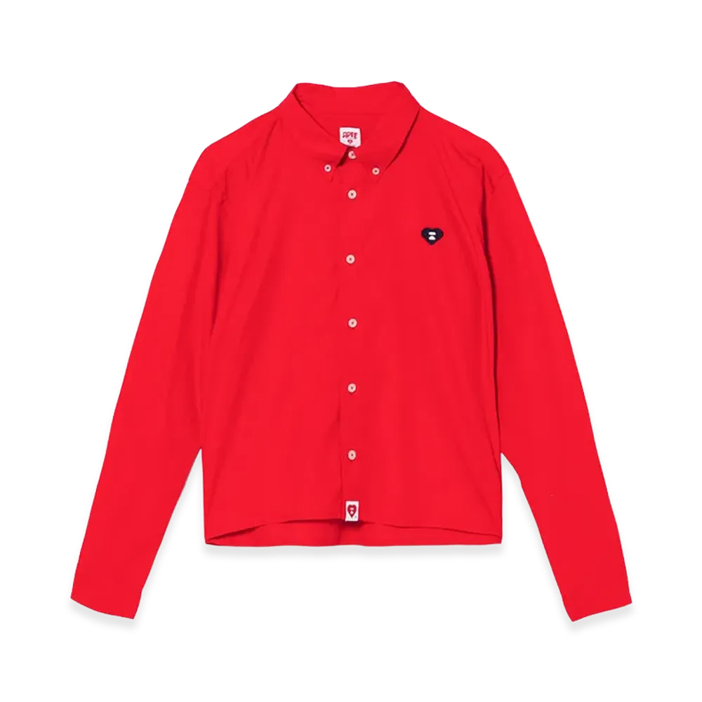 A BATHING APE Women's Cropped Length Button Down Shirt "Red"