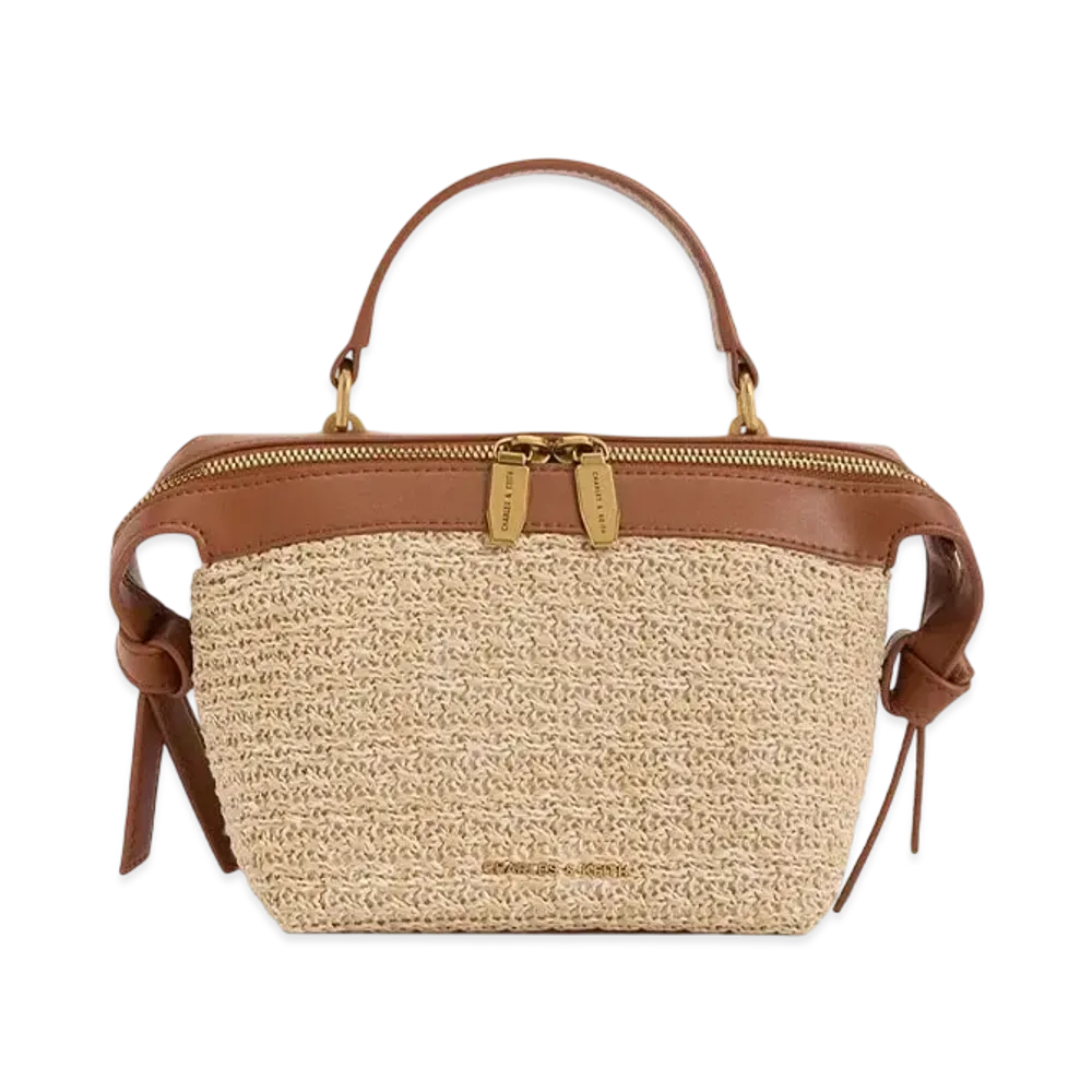 CHARLES & KEITH Aurelie Raffia Knot Top-Handle Bag "Multi"