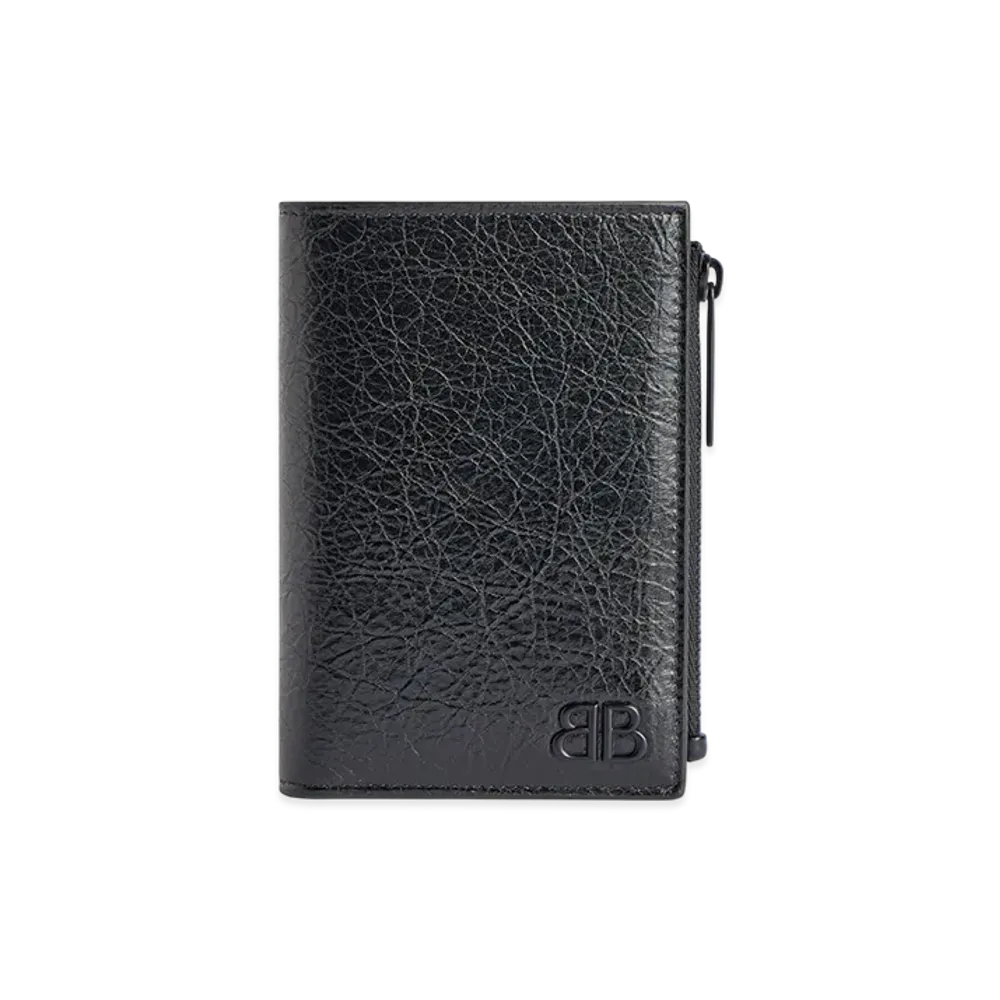 BALENCIAGA Monaco Vertical Folded Card Holder "Black"