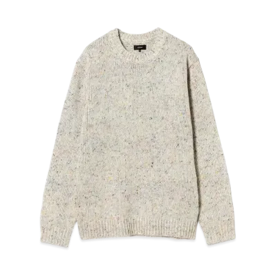 BEAMS 3 Gauge Collar Neck Crew Neck Knit 24FW "Natural"