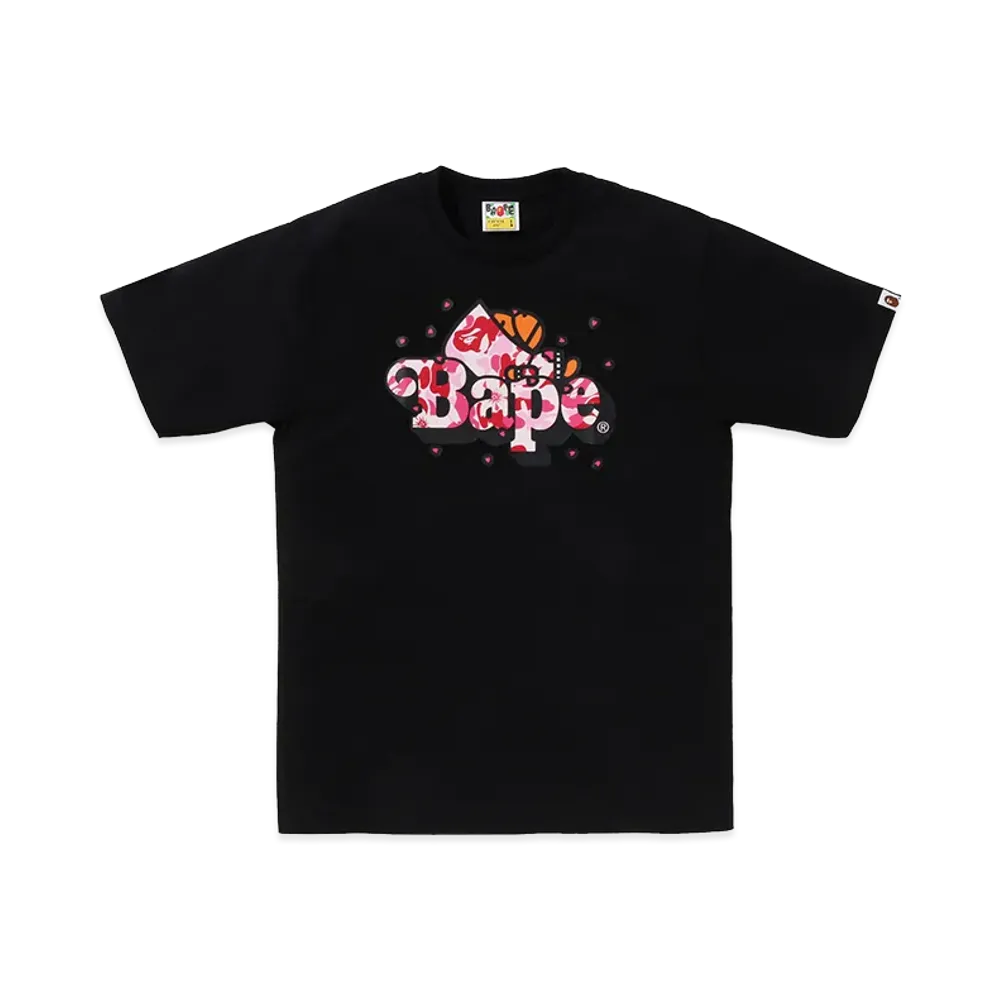 A BATHING APE Kids ABC Sakura Camo Milo On Bape Tee "Black"