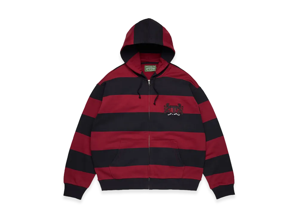 DENIM TEARS Striped Crest Zip Hoodie "Red/Navy"