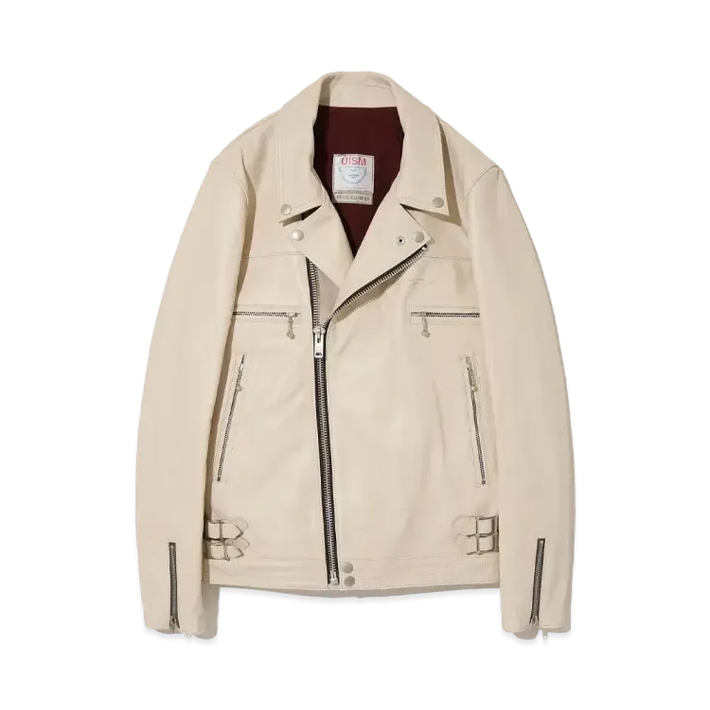UNDERCOVER Leather Biker Jacket "Ivory"