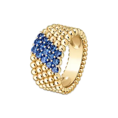 Van Cleef & Arpels Perlee couleurs ring 5 rows model "18K Yellow gold/Sapphire"