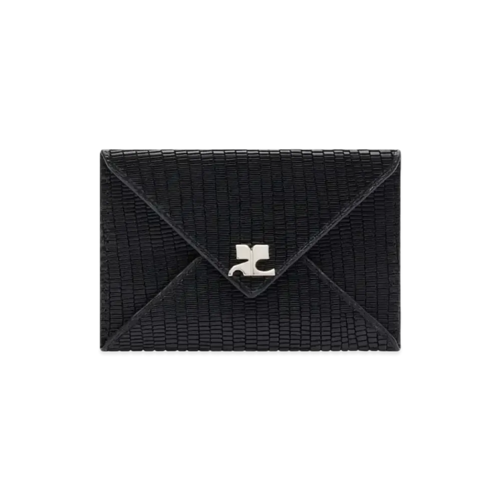 Courreges Envelope Tejus Stamped Cardholder "Black"