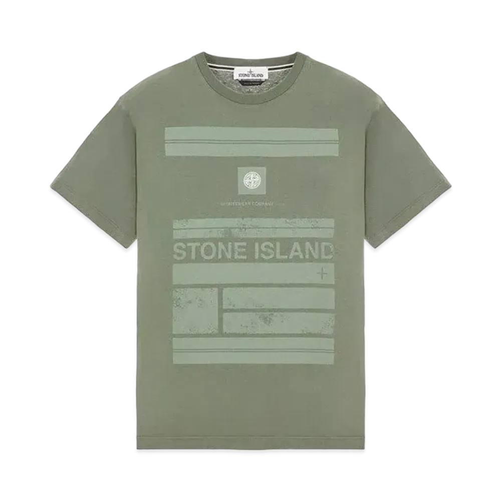 Stone Island 2NS78 COTTON JERSEY 'MOSAIC ONE' PRINT_SLIM FIT "Sage Green"