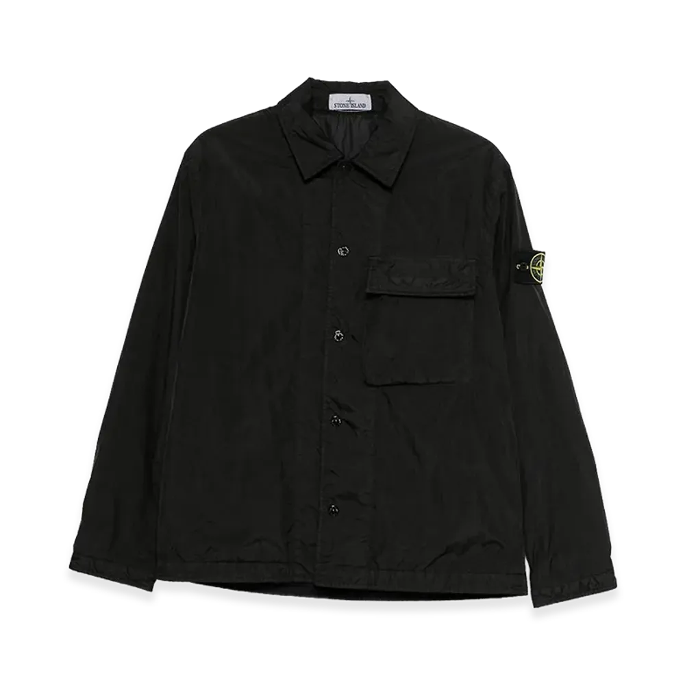 Stone Island Overshirt In Lightweight Recycled Nylon Reps "Black"