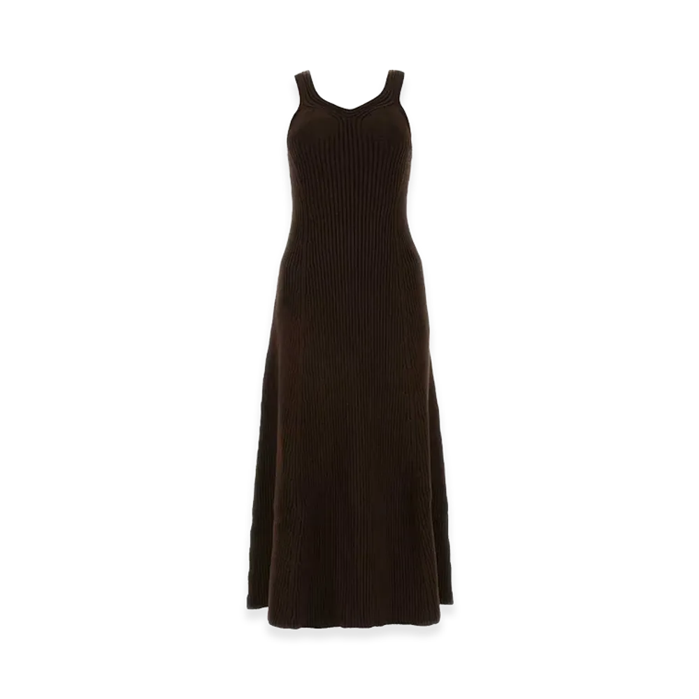 Jil Sander Women's Chocolate Cotton Blend Dress "Brown"