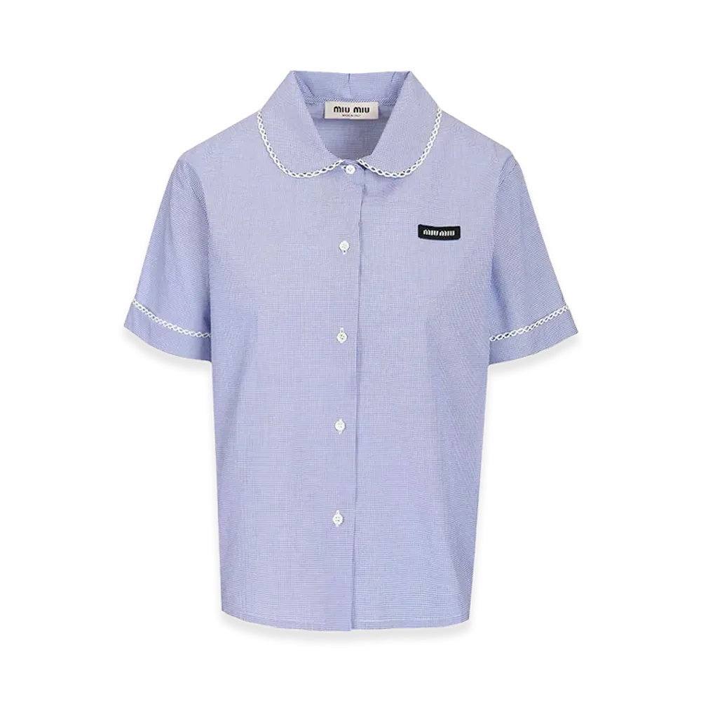 MIU MIU Women's Soft-Fit Poplin Gingham Shirt "Blue"