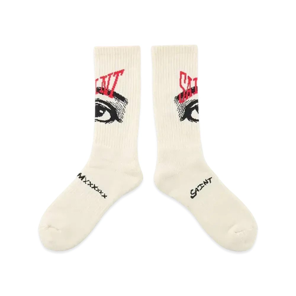 SAINT Mxxxxxx Socks_Eye "Ecru" (24FW) SM-YS1-0000-102
