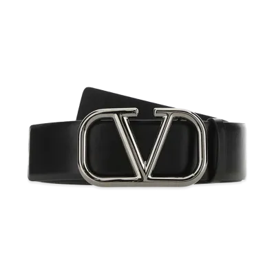 Valentino Leather Vlogo Signature Belt "Black"