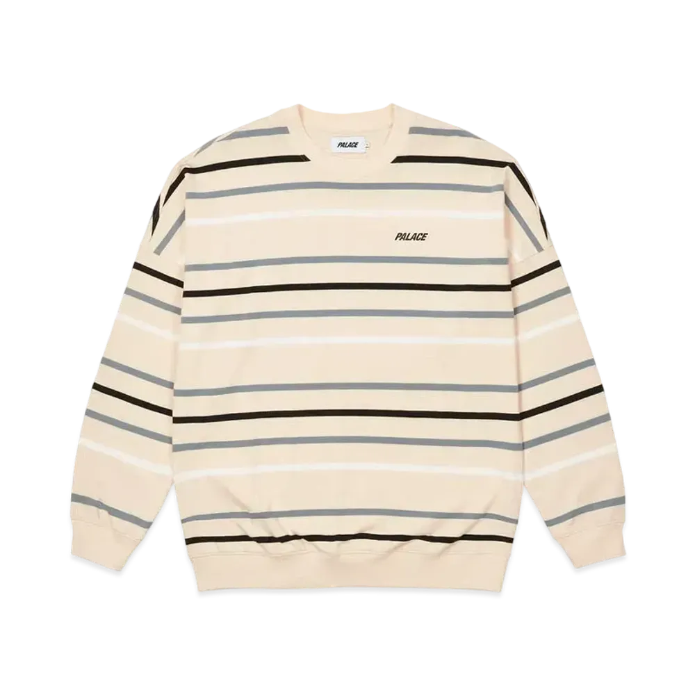PALACE STRIPE DROP SHOULDER CREW "Stone"