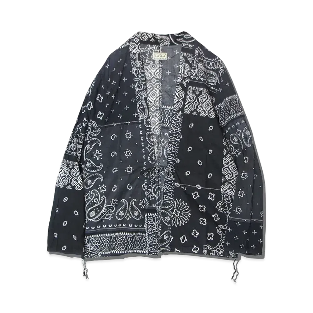 KAPITAL GAUZE BANDANA PATCHWORK PT KAKASHI SHIRT "Black"