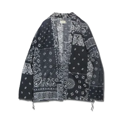 KAPITAL GAUZE BANDANA PATCHWORK PT KAKASHI SHIRT "Black"