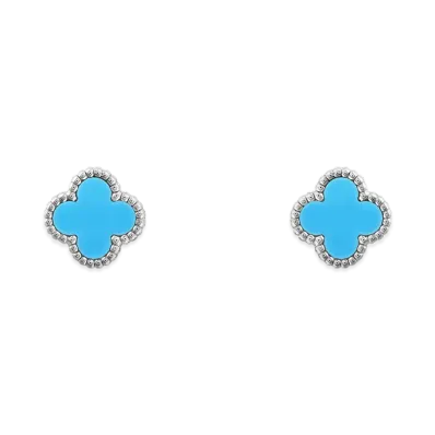 Van Cleef & Arpels Sweet Alhambra earrings "18K White gold/Turquoise"