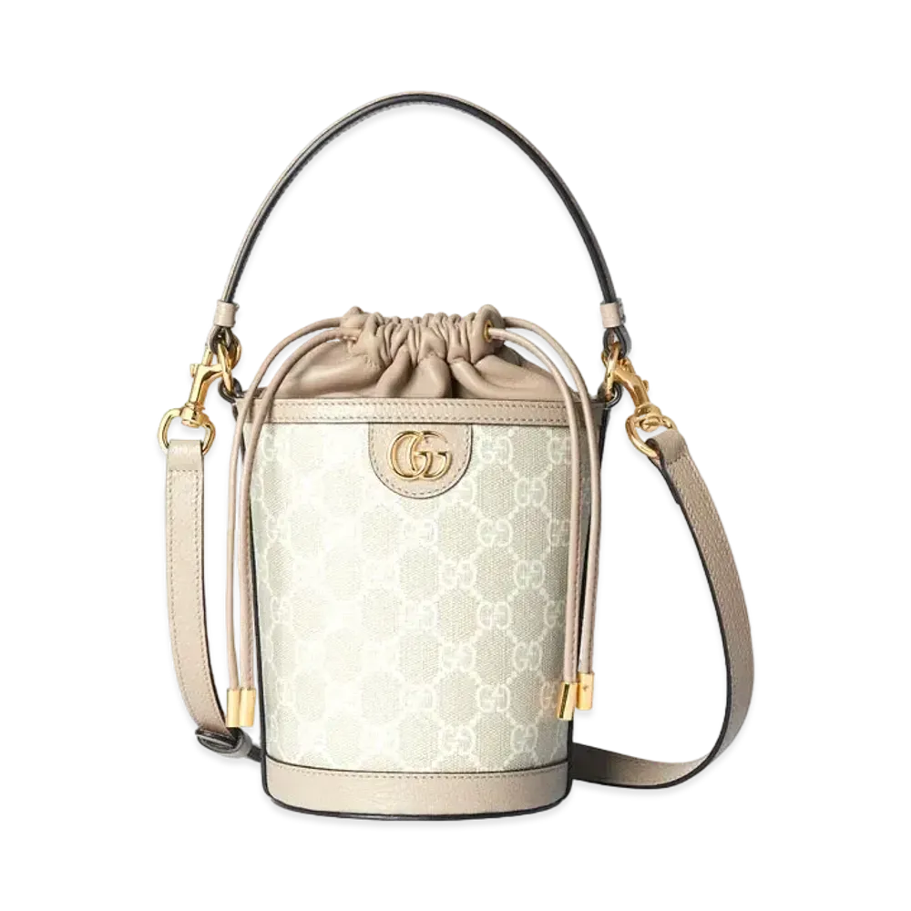 GUCCI Ophidia Mini Bucket Bag "Beige/White"