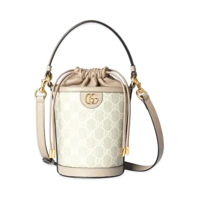 GUCCI Ophidia Mini Bucket Bag "Beige/White"