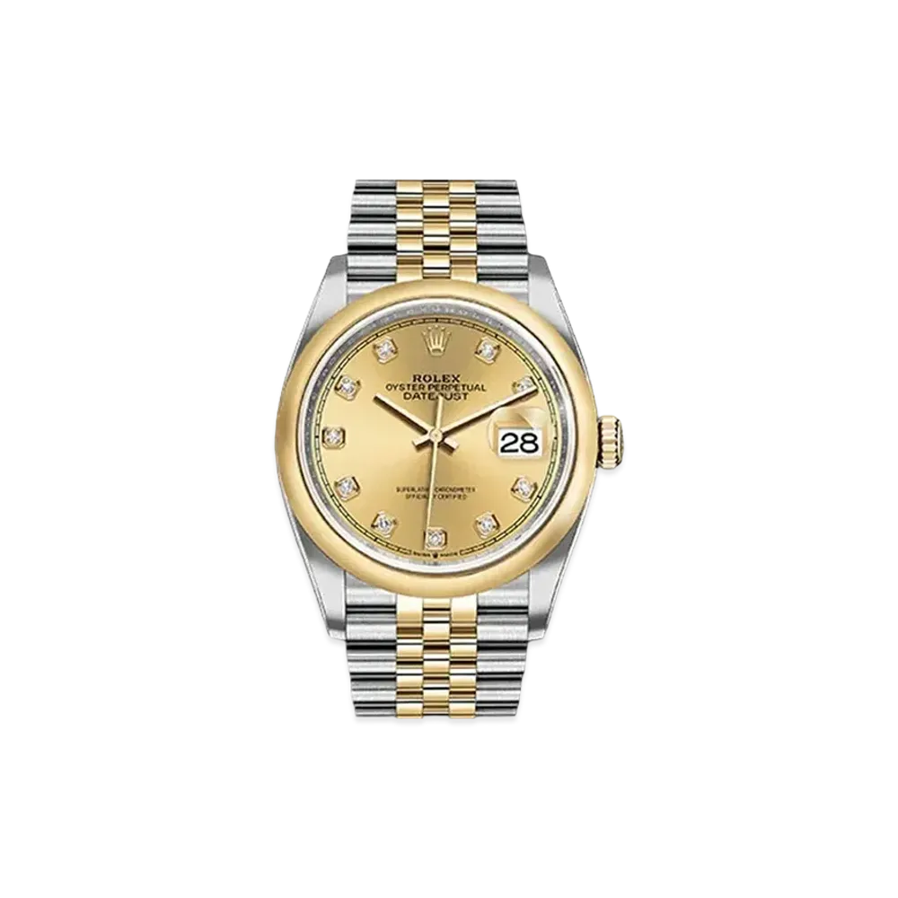 ROLEX Datejust 36 Oyster 36mm 10P Diamonds "Champagne/Oyster Steel/Yellow Gold"