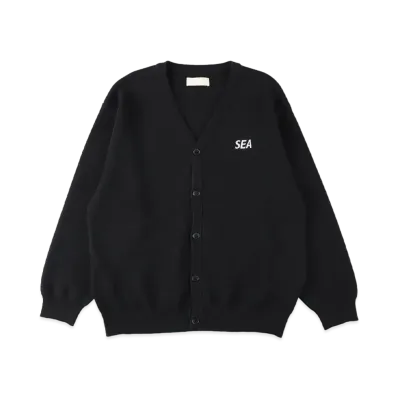 WIND AND SEA Cotton Cashmere Knit Cardigan "Black"