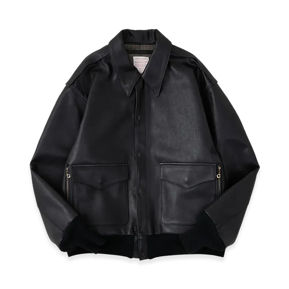NICENESS Russell Oiled Calf Leather A2 Jacket "Black"