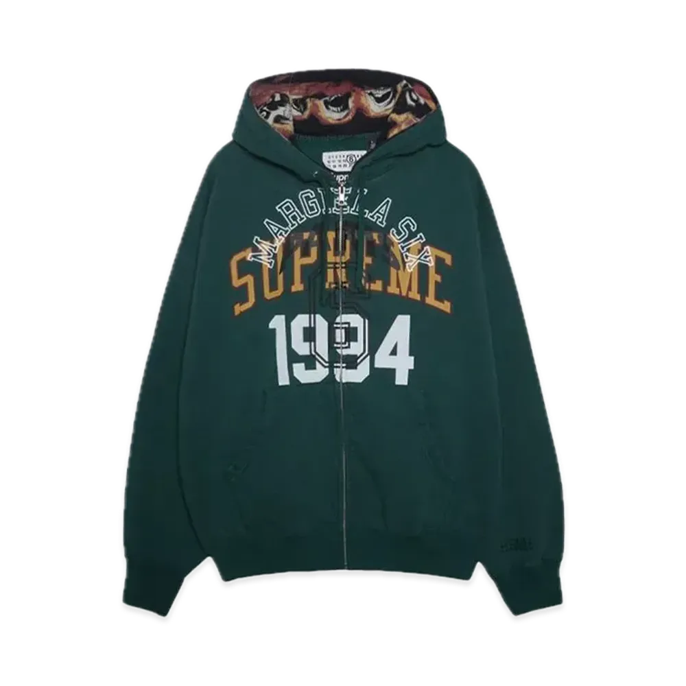 Supreme x MM6 Maison Margiela Zip Up Hooded Sweatshirt "Dark Green"