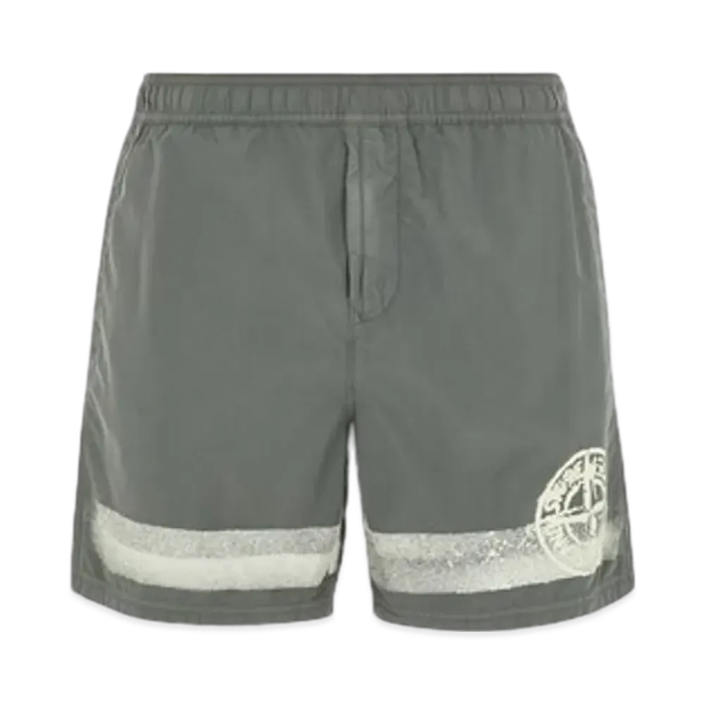 Stone Island B0845 Stripes One Print Regular Fit Swim Trunks - 24SS "Musk Green"