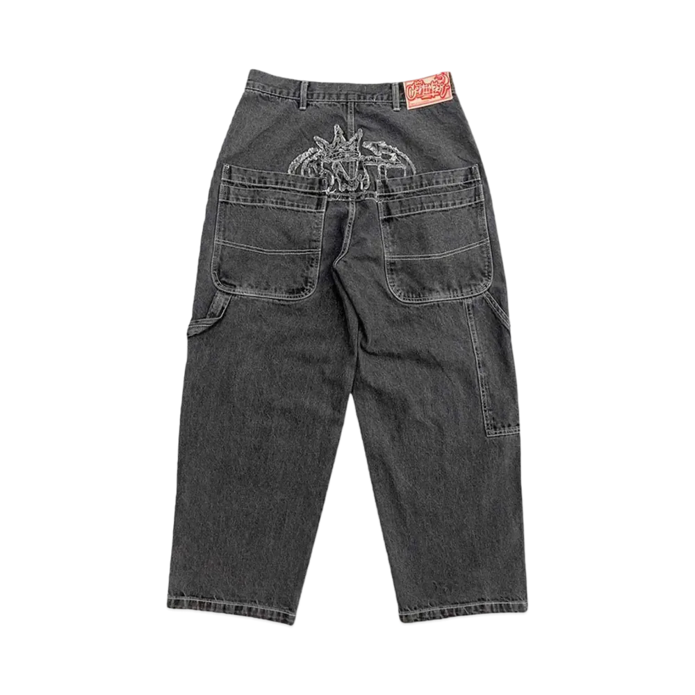 centimeter Crown logo denim pants "BLACK"