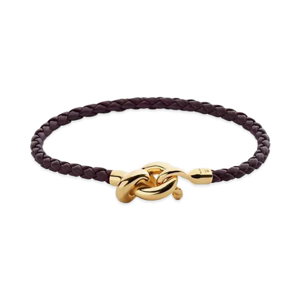 Bottega Veneta Leather Knot Bracelet "Dark Barolo"