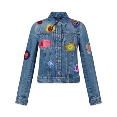 Louis Vuitton x Yayoi Kusama Faces Patches Fitted Denim Jacket My Eternal Soul "Blue"