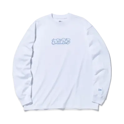 NEW ERA Long Sleeve Oversized Cotton T-shirt Bubble Logo "White"