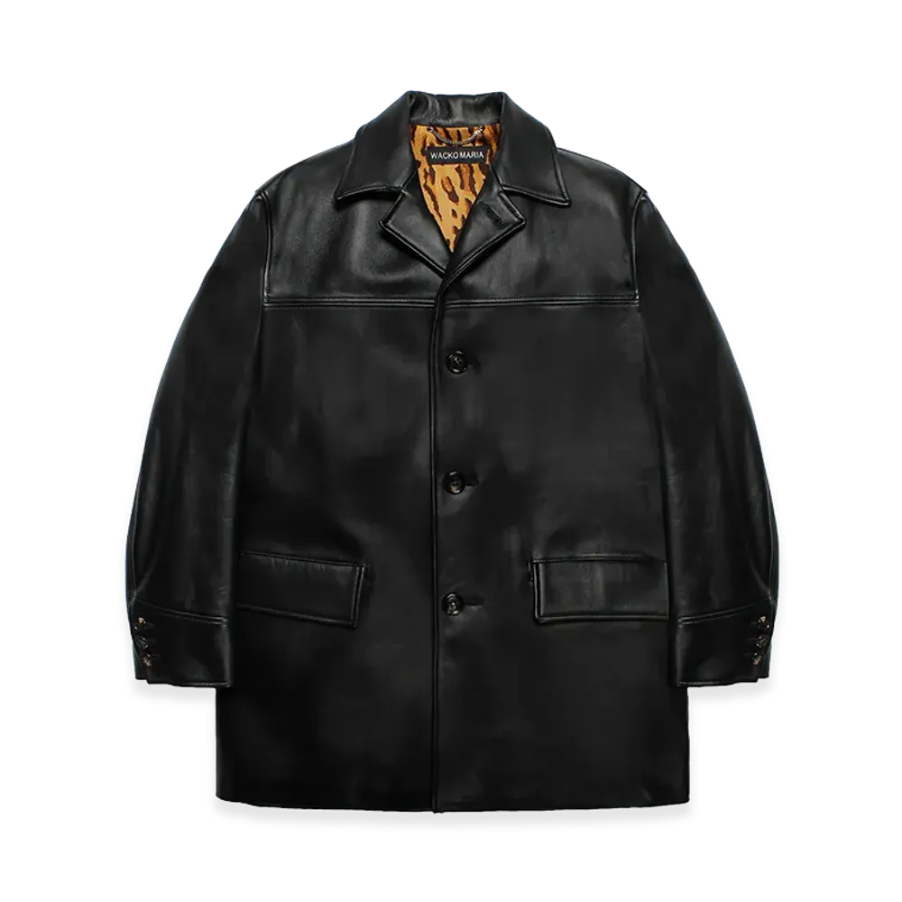 WACKO MARIA Leather Car Coat "Black"
