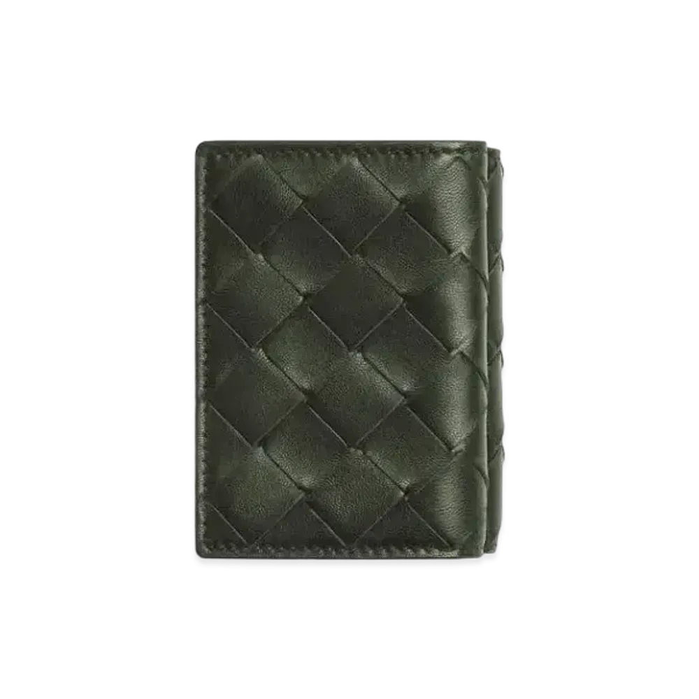 Bottega Veneta Intrecciato Calfskin Tiny Trifold Wallet "Dark Green"