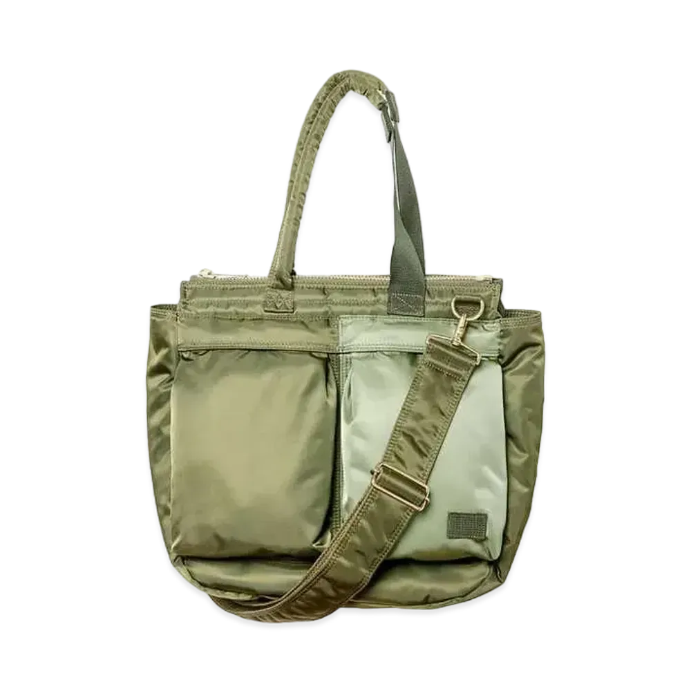 sacai x PORTER Pocket Tote Medium "Khaki"