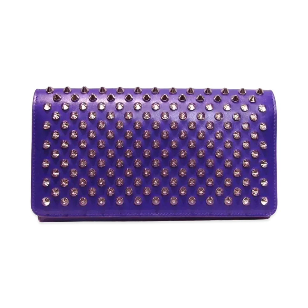 Christian Louboutin Macaron Studs Leather Flap Long Wallet "Purple"