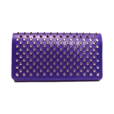 Christian Louboutin Macaron Studs Leather Flap Long Wallet "Purple"