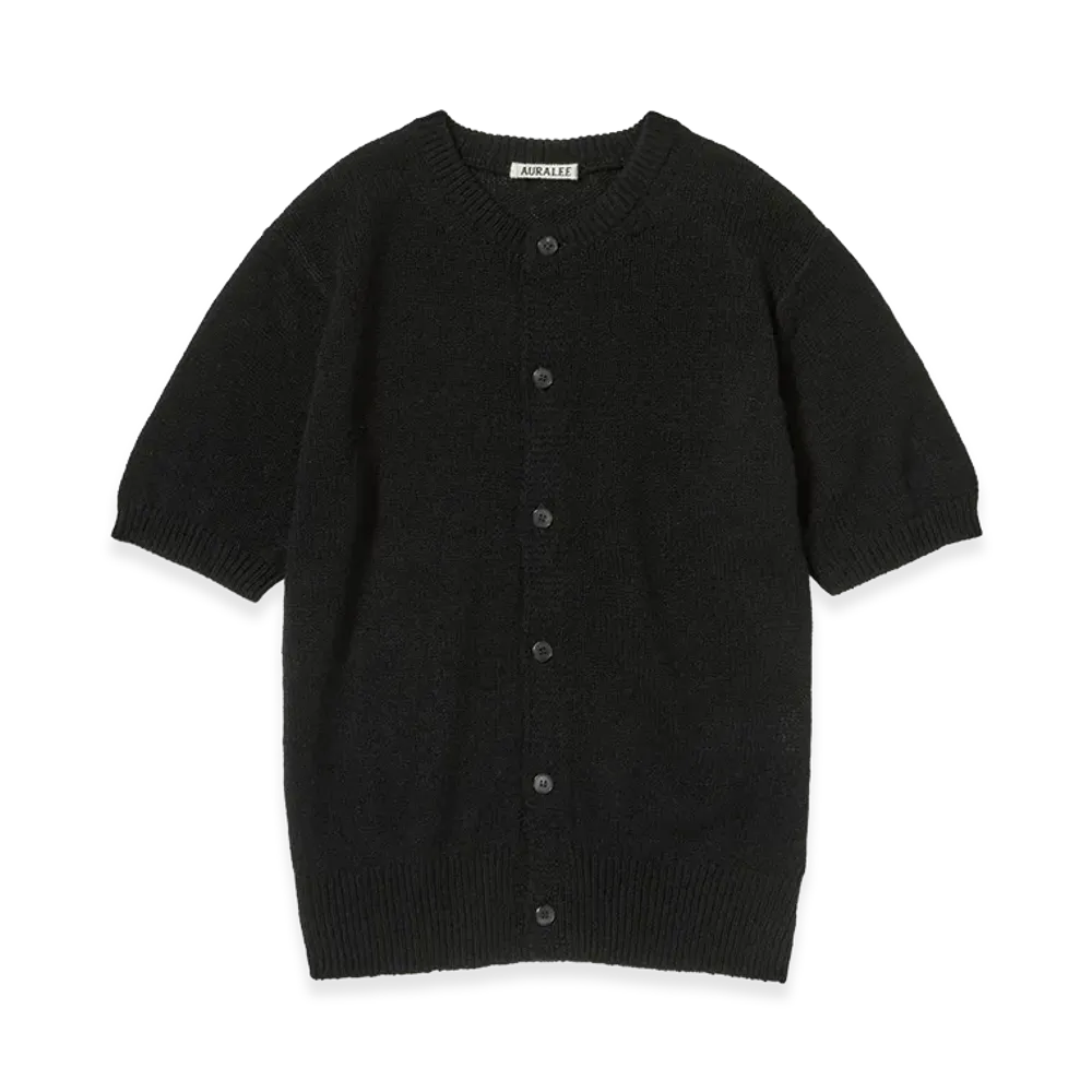 AURALEE Summer Cashmere Knit Half Sleeved Cardigan "Black"
