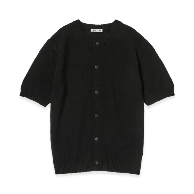 AURALEE Summer Cashmere Knit Half Sleeved Cardigan "Black"